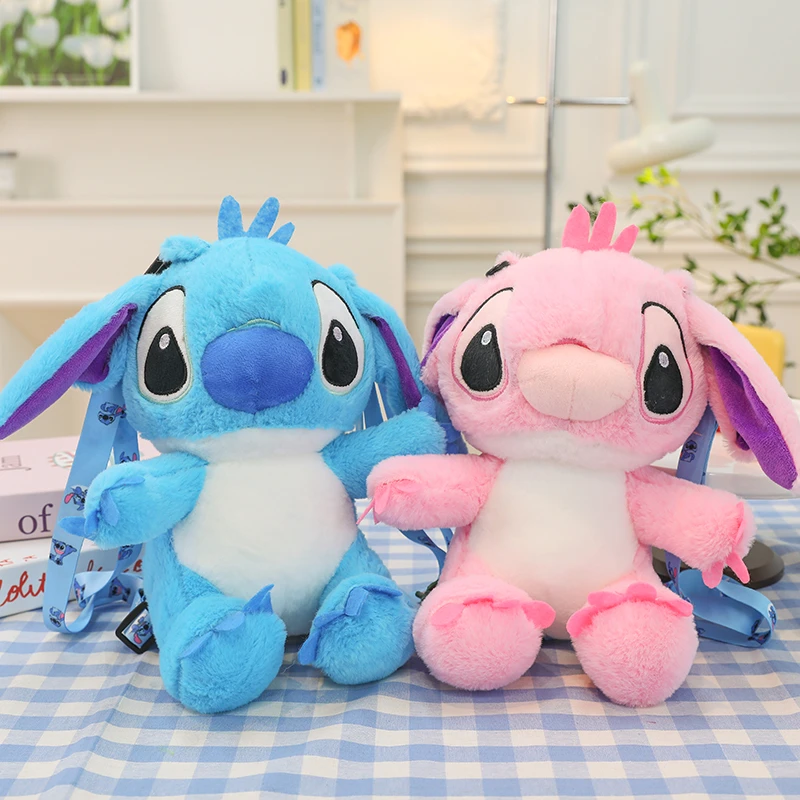 Disney-Sac à dos en peluche de dessin animé Kawaii Stitch Dolls, deux cartables TANChildren, cadeaux de maternelle, nouveau, 25 cm, 40cm