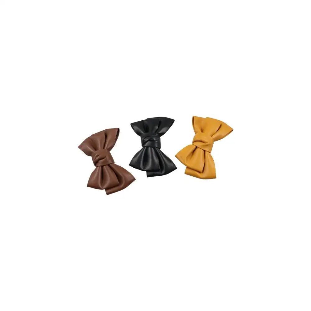 

Fashion Accessories Women PU Leather Duckbill Clips Solid Color Hair Clips Spring Clips Bow Hairpin Headwear