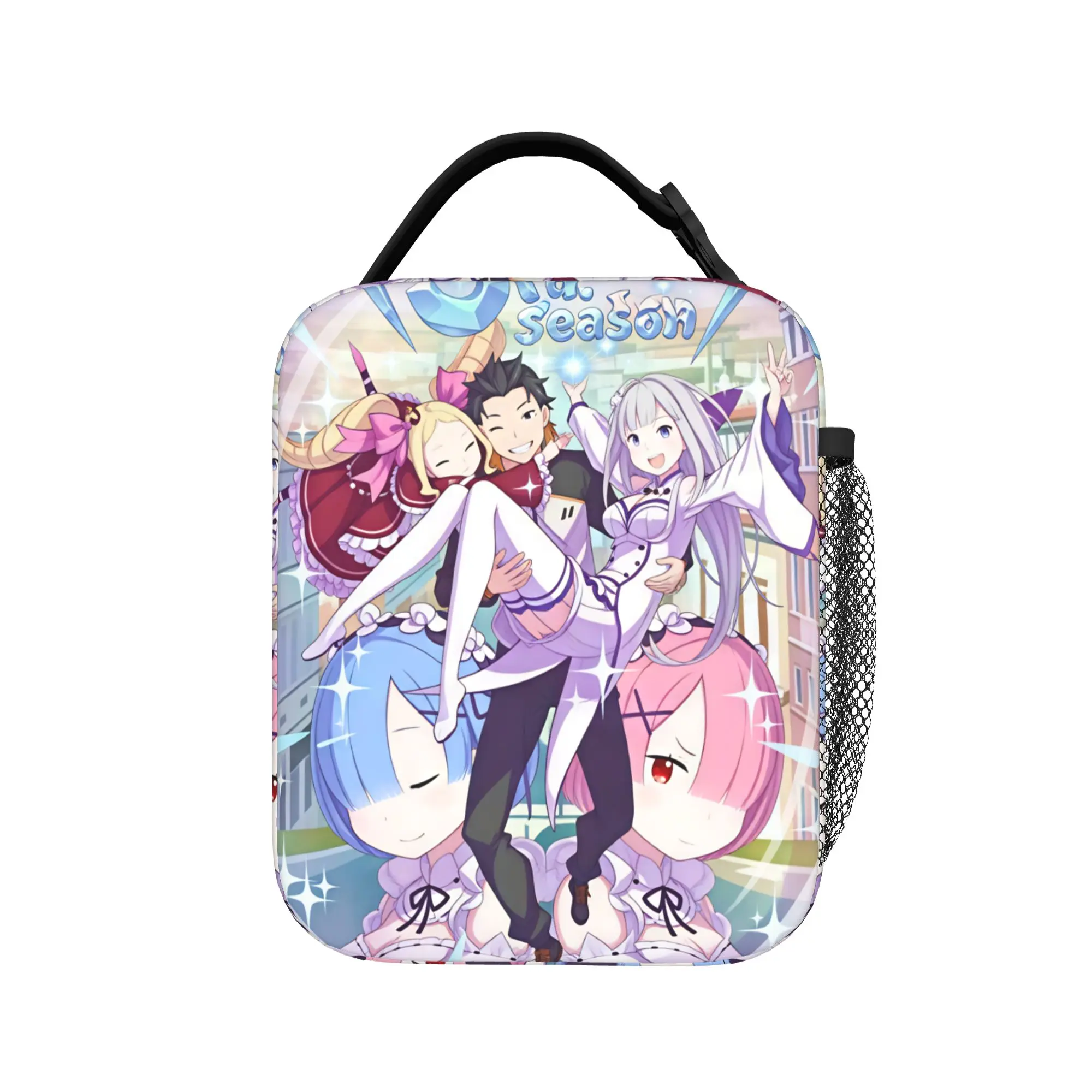

ReZero Cast Group Emilia Lunch Bag Fun Lunch Box Picnic Portable Insulated Thermal Tote Handbags For Girls Print Cooler Bag