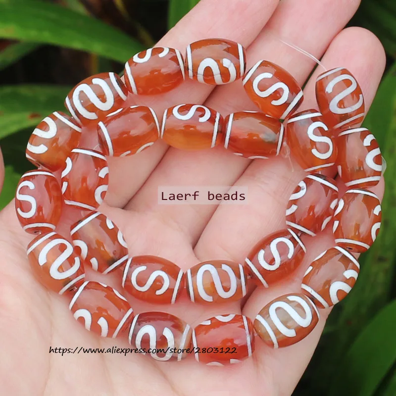 8pcs ,10x14mm Good Quality Natural Red Agate Ancient Tibet Dzi beads,Lucky Symbol,Powerful Amulet,For DIY Jewelry Making !
