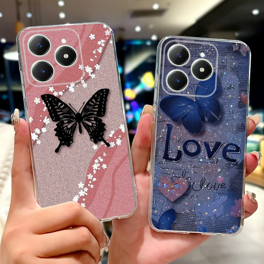 For Realme C61 C63 Case RMX3939 Cute Cat Luxury Painted Cover Soft Slim Phone Case For Realme C63 C 61 RealmeC61 RealmeC63 Shell