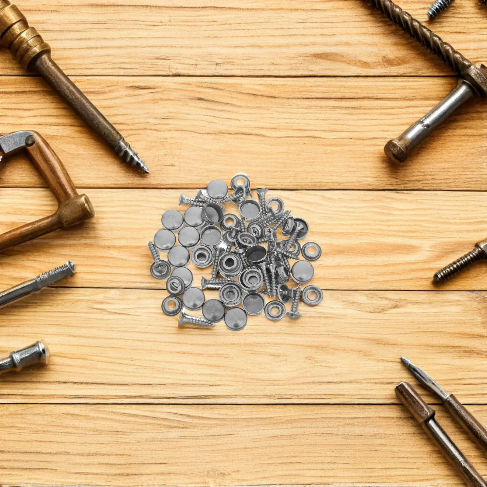 24Sets Brushed Stainless Steel Screw Caps Decorative Self-Tapping Screws Mirror Wall Cabinet Furniture Fixing Covers Metal