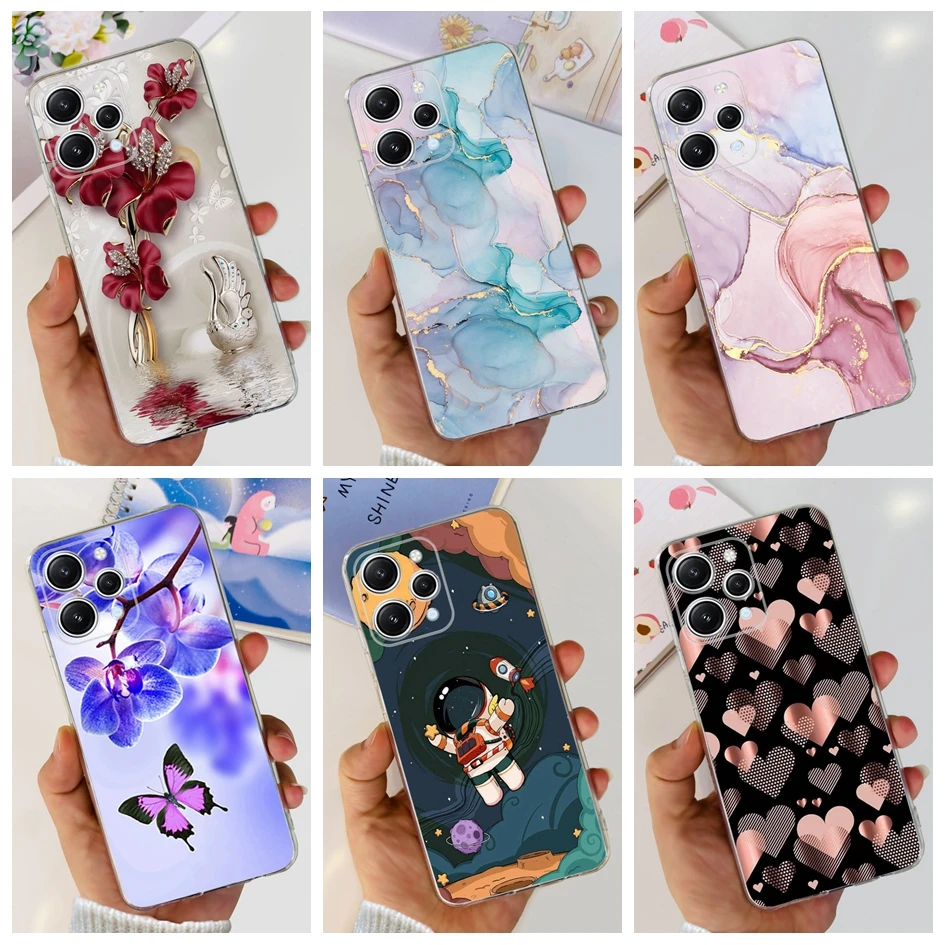 For Funda Xiaomi Redmi 12 Case Global Version 2023 New Fashion Marble Butterfly Soft Silicone Phone Cover on Xiomi Redmi 12 Para