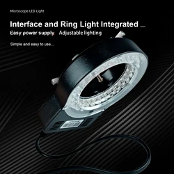 Adjustable Black/White LED Ring Light Microscope Illuminator Lamp For Stereo Video Camera Trinocular Microscope Lens Magnifier