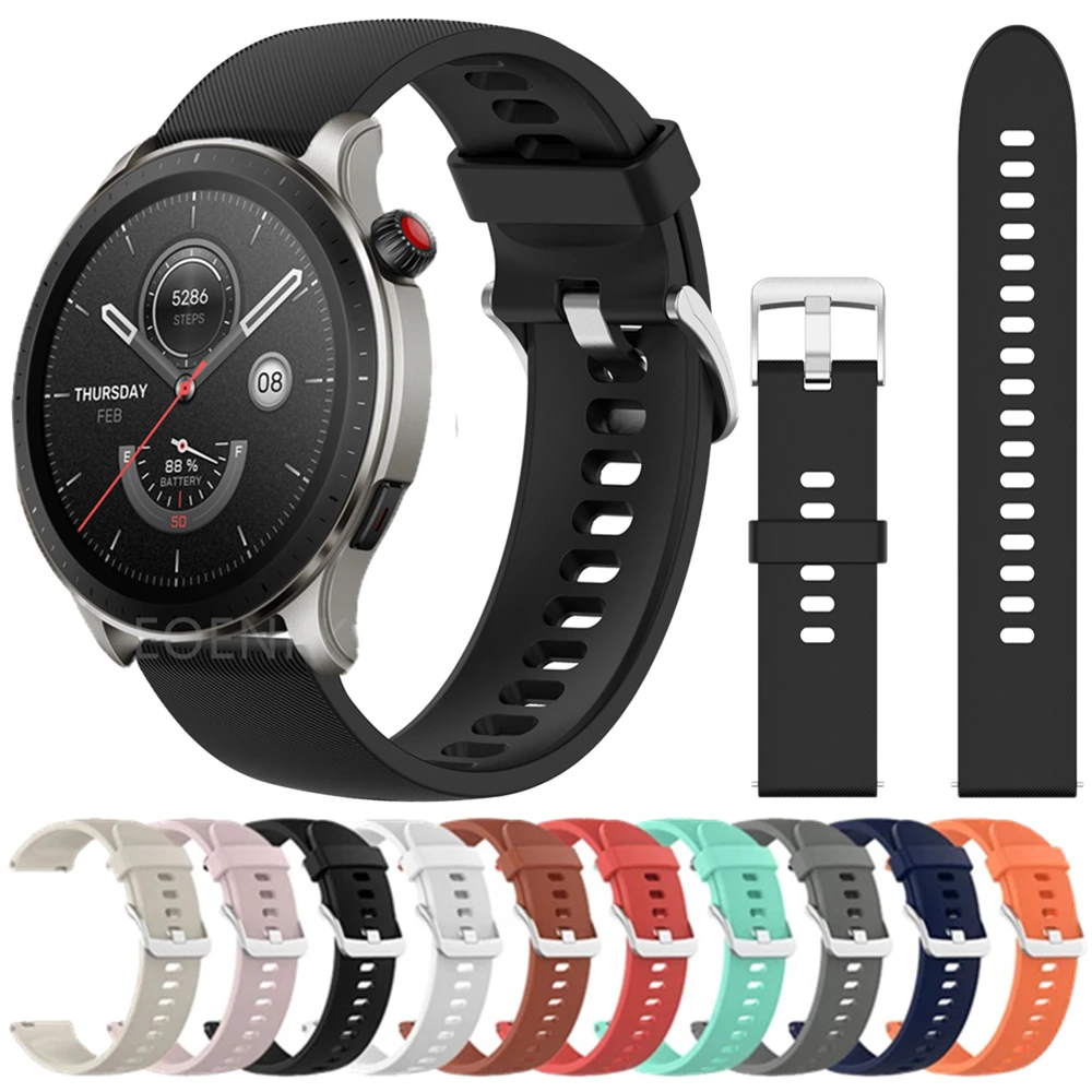 

Силиконовый ремешок 22 мм для Huami Amazfit GTR 4/3 Pro/2/2e/47 мм/GTR4, браслет Galaxy Watch 3/1 45 мм 46 мм, спортивный ремешок для часов