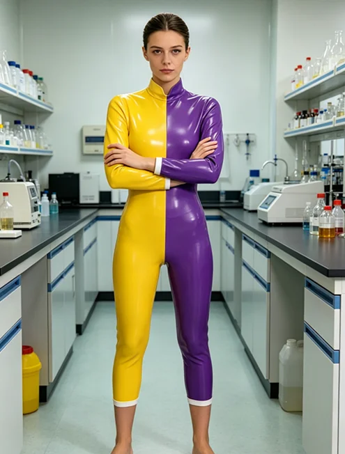 Latex Rubber Gummi Cosplay Halloween Handmade custom Catsuit Suit Two-tone splicing