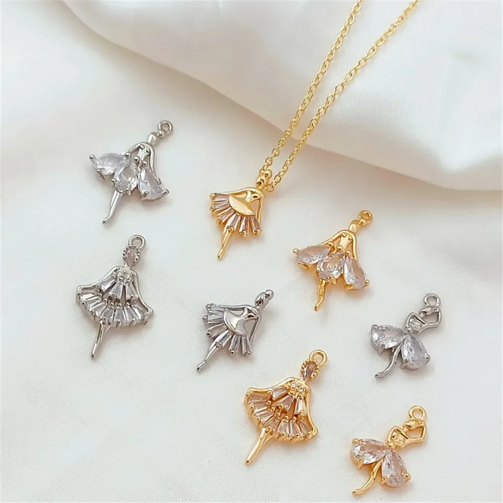 

Кулон «Балетница» с позолоченным цирконом 14 карат, браслет «сделай сам», ожерелье, серьги, ювелирные изделия, аксессуары для подвесок