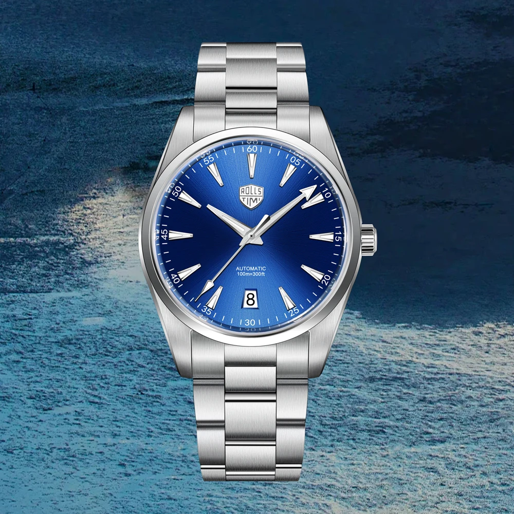 ساعة رجالي Rollstimi2025 العلامة التجارية الجديدة ساعة ميكانيكية أوتوماتيكية هدية رجالية الياقوت مرآة الفولاذ المقاوم للصدأ مقاوم للماء ساعة رجالي
