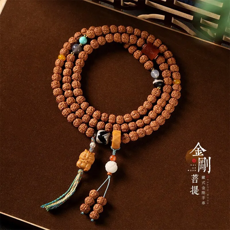 Chinese Style Tibetan Lucky Vajra Bodhi Multi Layer Bracelet Buddhism Prayer Beads Fortune Blessing Unisex 8 To 10mm Spiritual