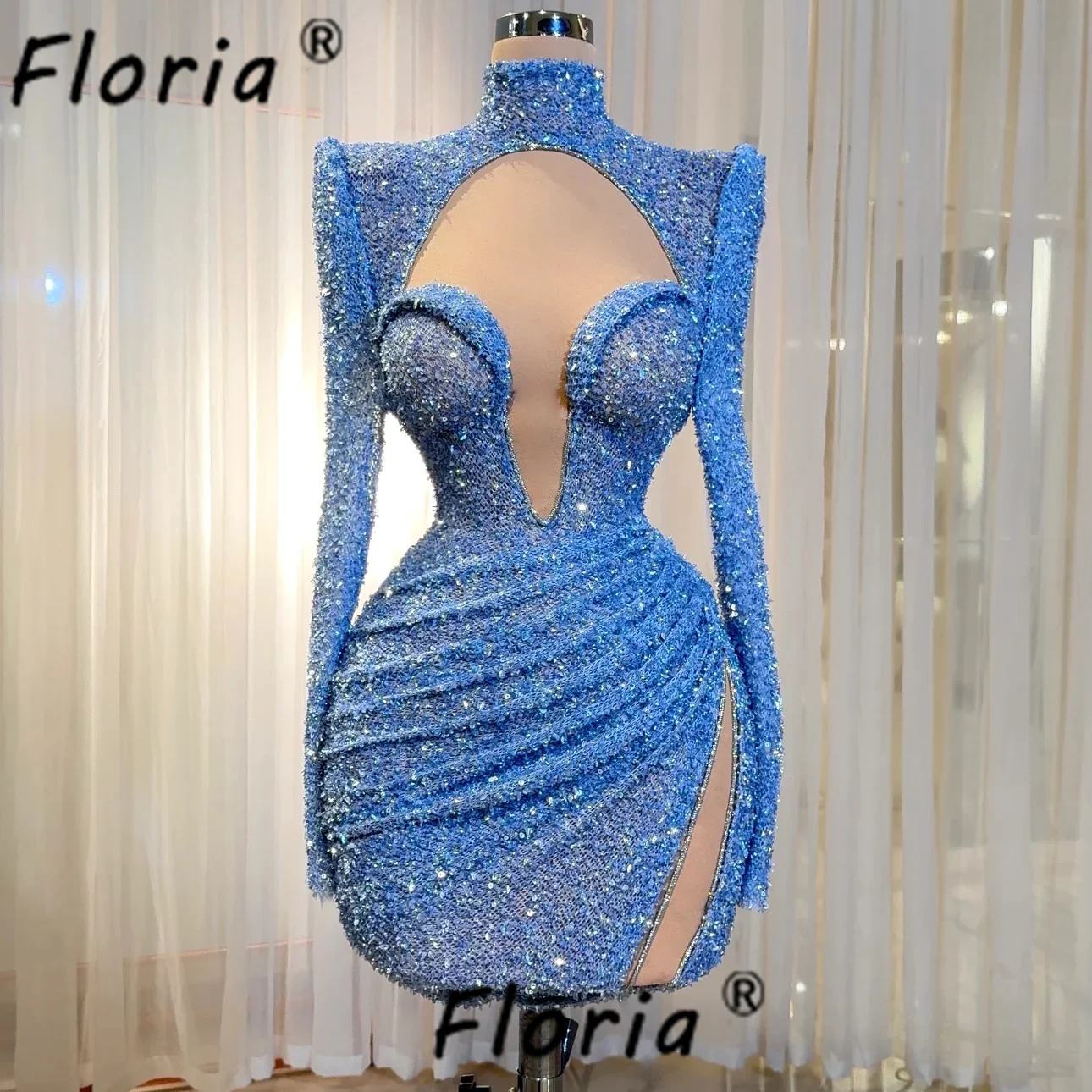 3 Styles Beads Evening Cocktail Dress 2025 Sexy Blue One Shoulder Short Prom Dress Graduation robes Customzied cocktail soirée