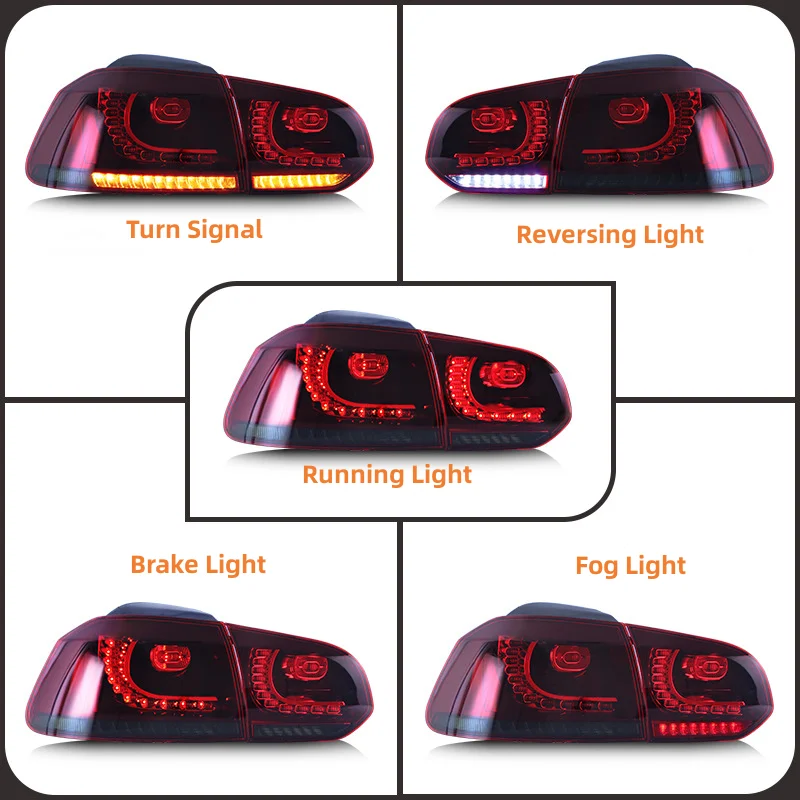 MRD LED Tail Light for VW Golf 6 MK6 2008-2013 Taillight LED Rear Tail Lamp Stop Light Back Light