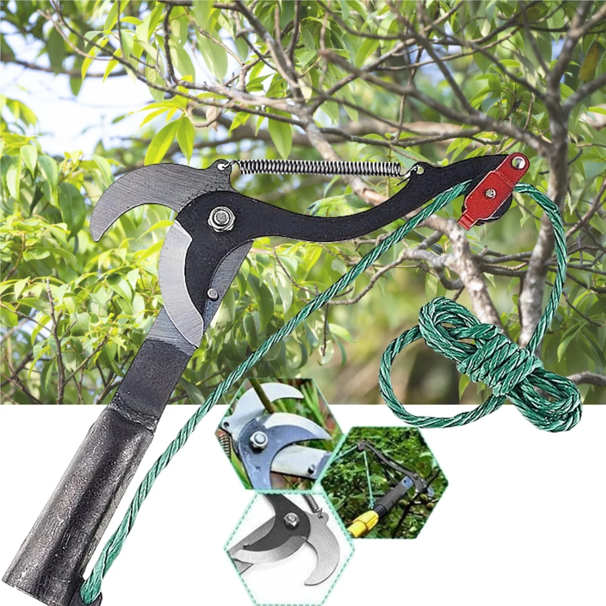 Gardening Pruner with Rope Lightweight Durable Scissor Effortless Plant Trimming Garden Park Use Convenient Single Pulley Design