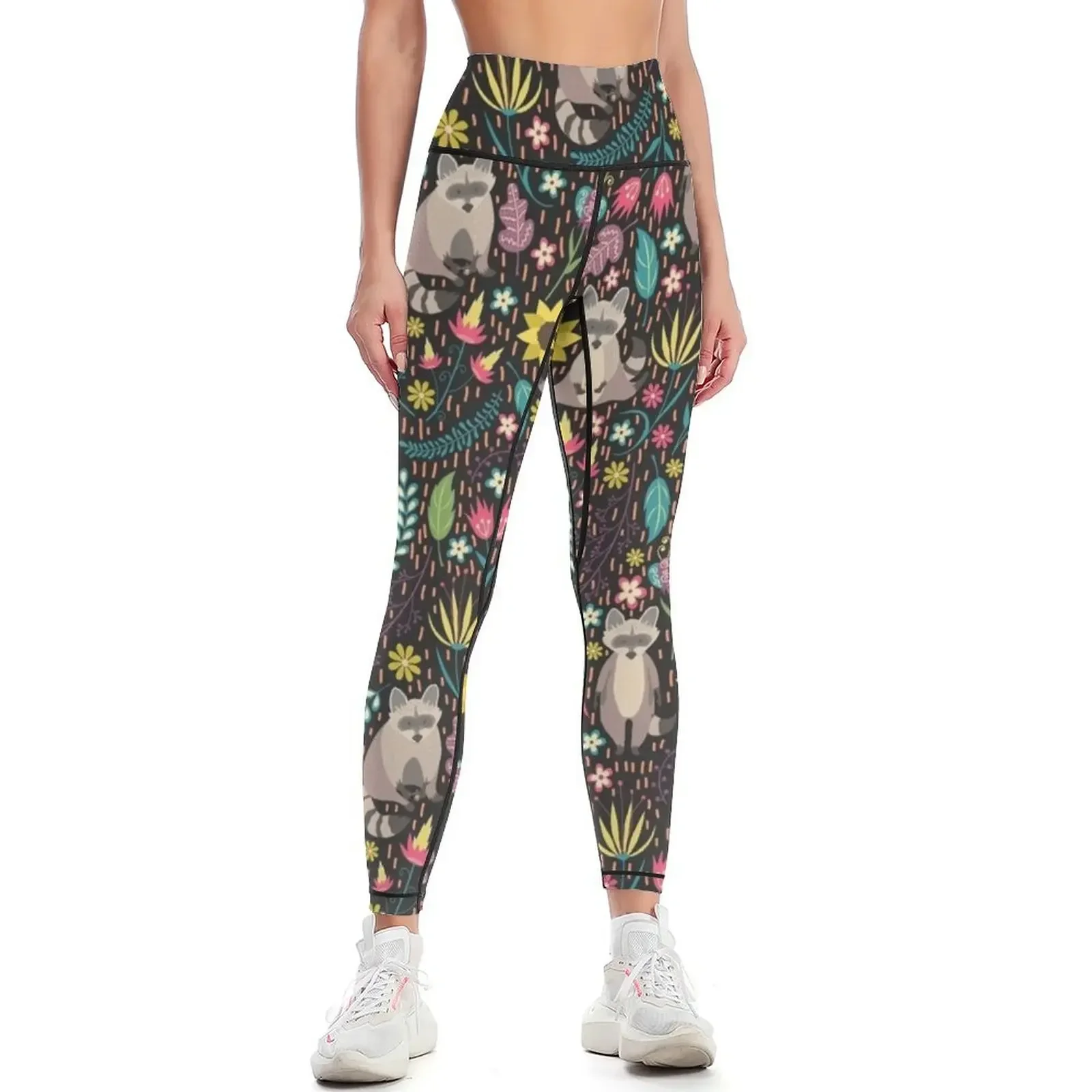 Raccoons bright pattern Leggings gym pants legings for fitness Clothing fitness push up tights for Womens Leggings