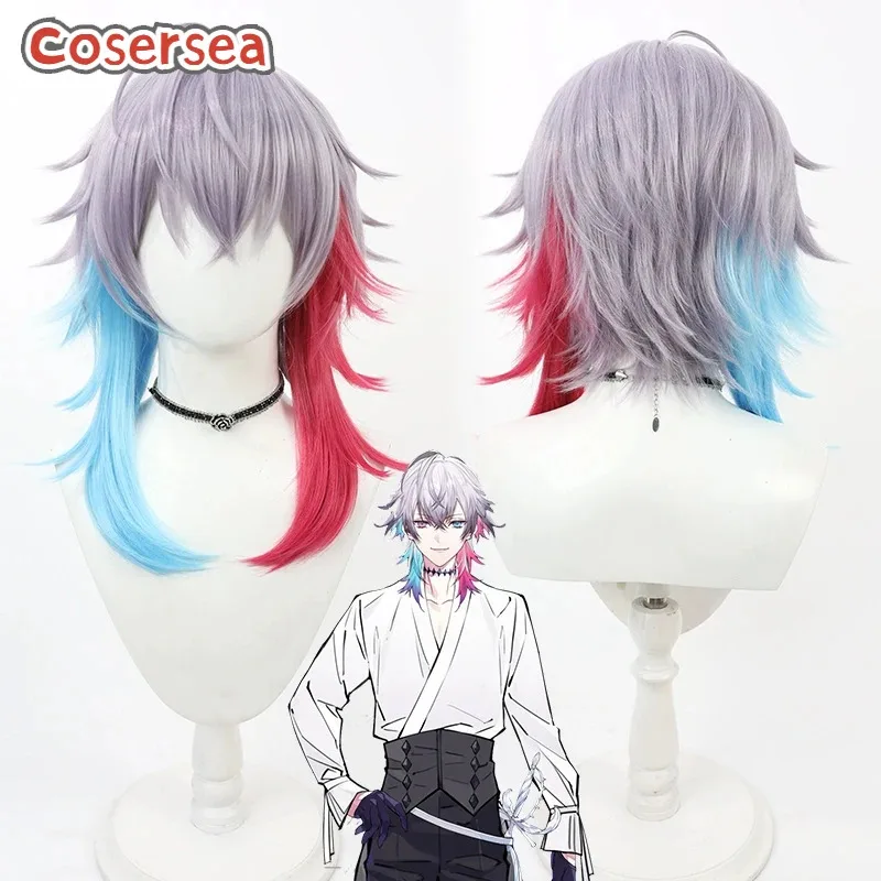 AAA 2025 Cosersea تأثيري الباروكات الظاهري YouTuber غفيس بيتيل 35 سنتيمتر رمادي مختلط أحمر أزرق كوس شعر مستعار الاصطناعية الشعر الحرارة R
