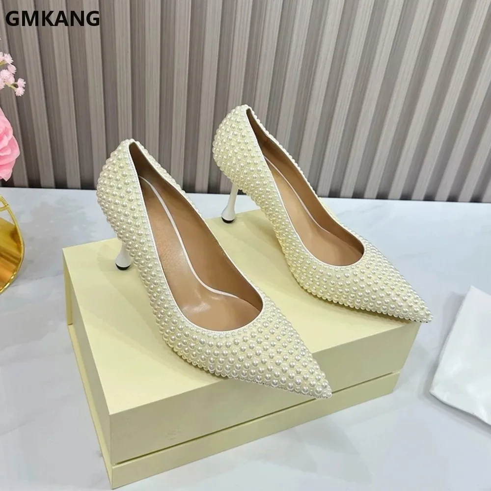 

Women’s Pointed Toe Low Heel Dress Shoes Patent Leather Comfortable Slip On Pumps Wedding Office WorkPearl Embellished