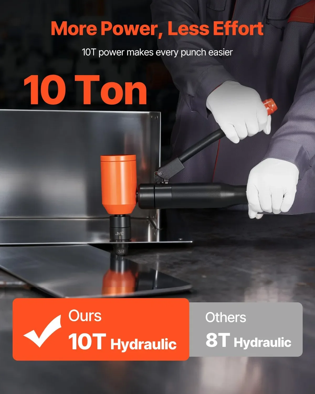 Hydraulic Hole Digger 6-10 Ton Hydraulic Knockout Set, 1/2" to 2" KO Tool Kit Hole Making Tool, KO Tools Kit W/6 Dies for Metal