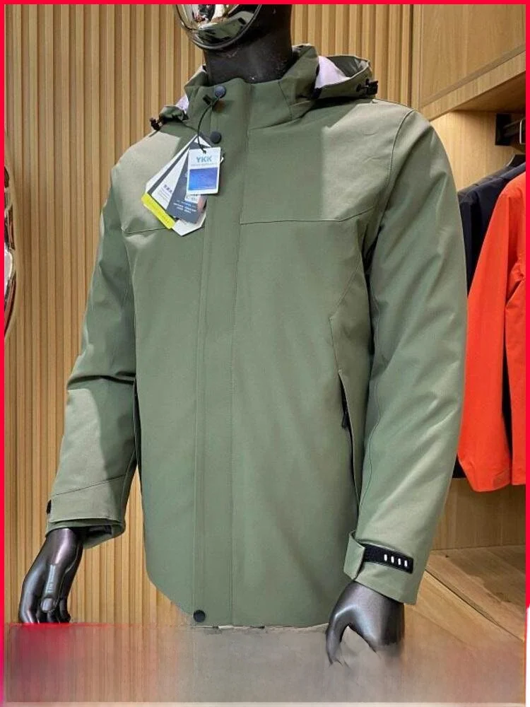 

Men's Outdoor Winter down Jaet Du Feather Warm Hiking Coat Zipper Sle Anti- Wind 3D Design Polyester Fiber Youth Faion