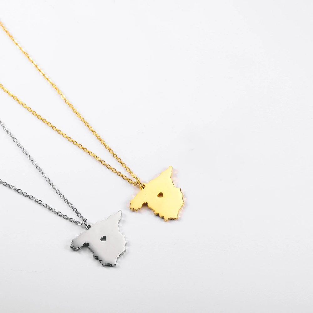 10 قطعة خريطة البلد اسبانيا قلادة الفولاذ المقاوم للصدأ جزر اسبانيا الإسبانية فخر القلب الحب كابيتال سلسلة بدلاية المختنق