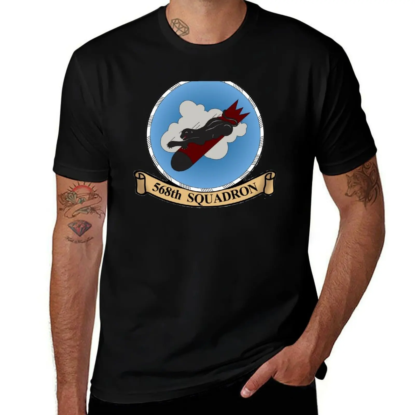 

568th Squadron Emblem T-Shirt Vintage Style Printed Top