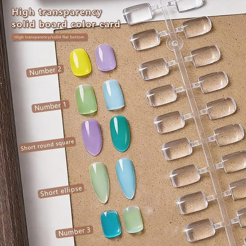 120/320Pcs Clear Solid Oval Triangle Square Shape Nail Tools Nail Table Color Card Display DIY Manicure Nail Tips Practice Tools