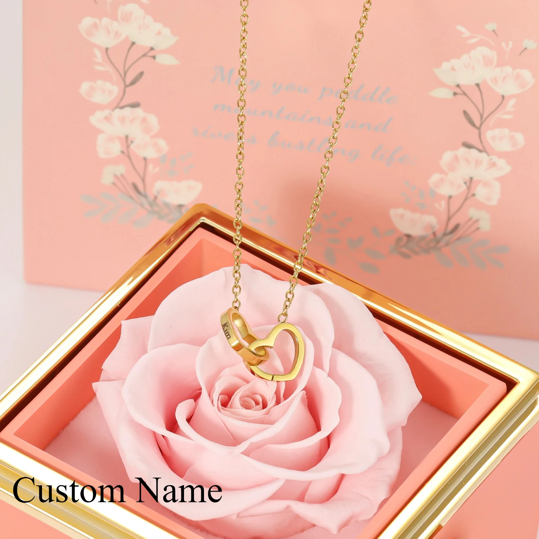 

Ожерелье с гравировкой в форме черной вечной розы, подарочная коробка из настоящей розы в форме сердца, ожерелье с буквами на заказ, роскошный рождественский подарок для женщин