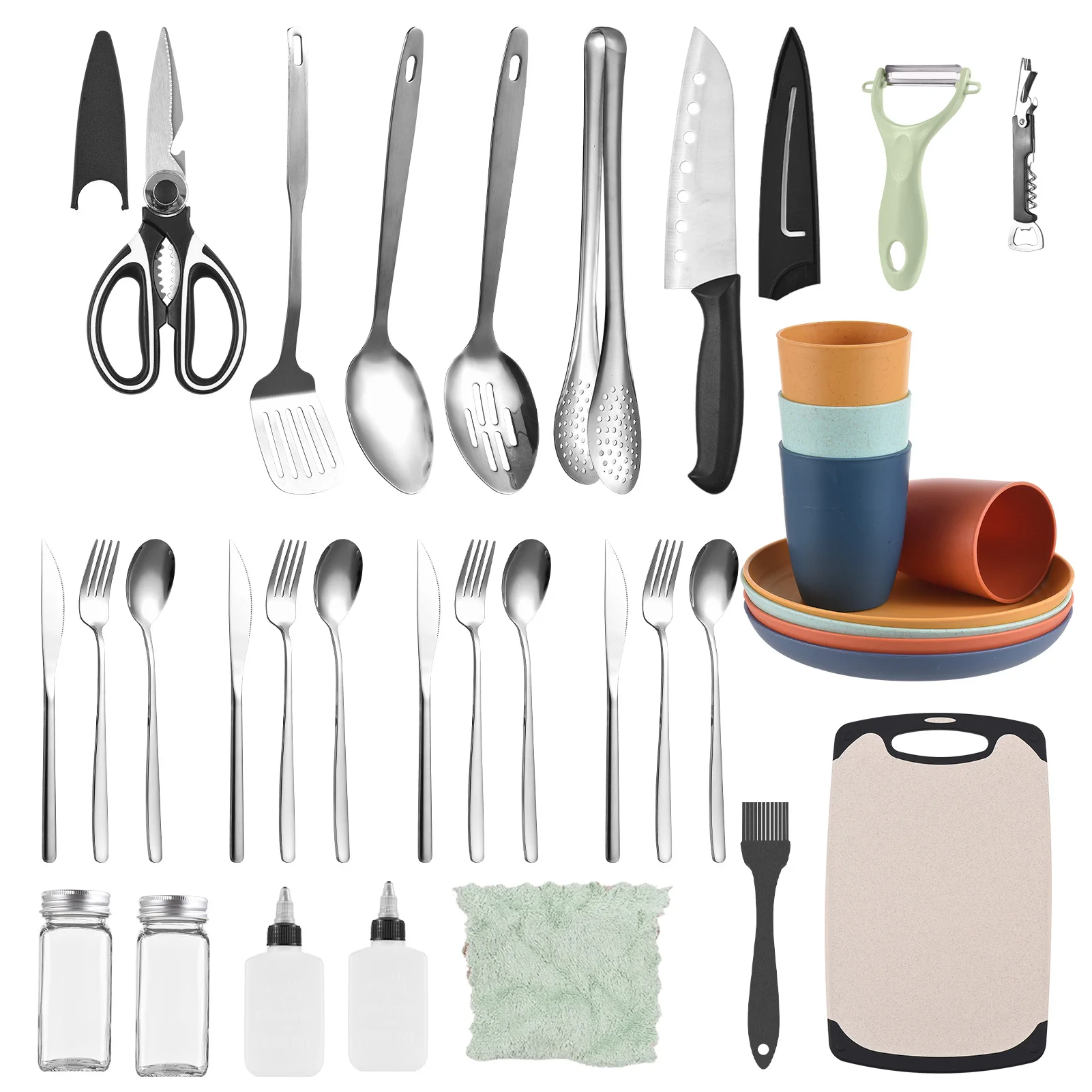 Camping Cooking Utensil Travel Set Camping Cooking Utensils Set Camping Essentials Gear for Camping Kitchen Cooking Grilling