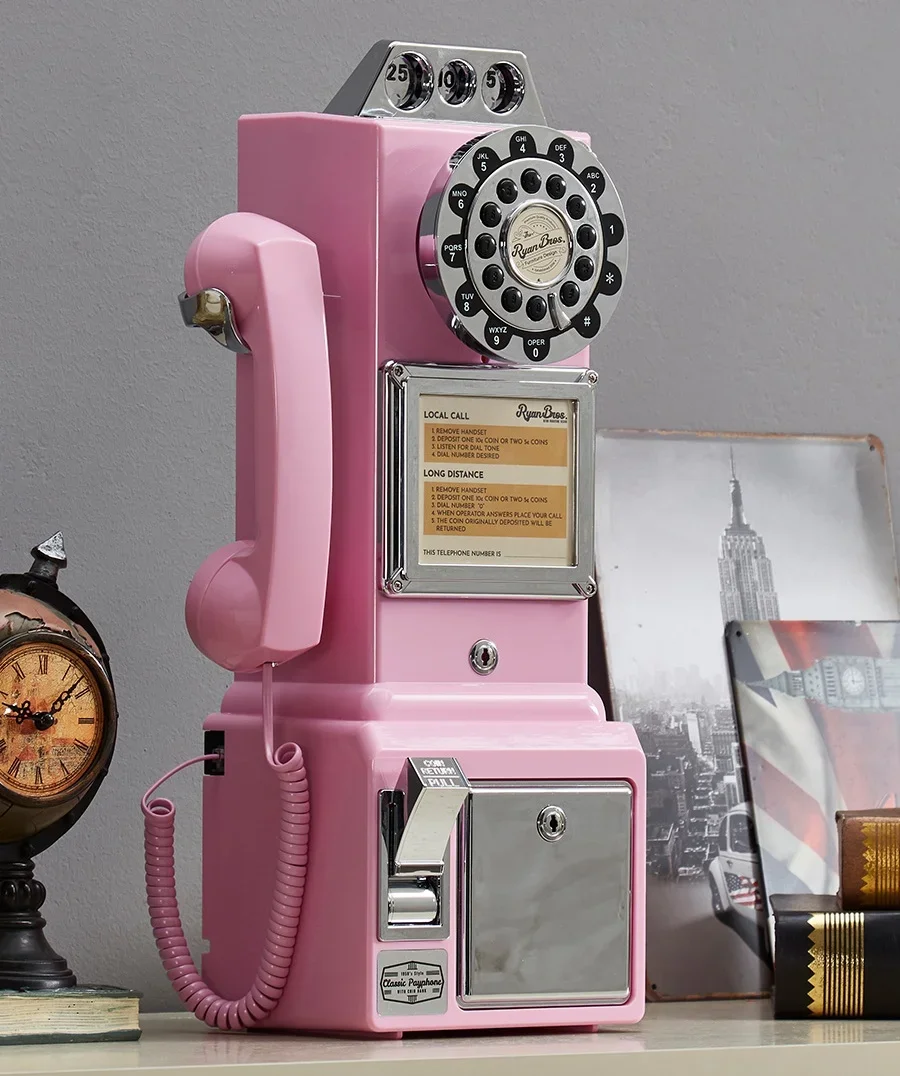 

American 50's Vintage Style Coin Phone Retro Vtg payphone In stock (can make phone calls)