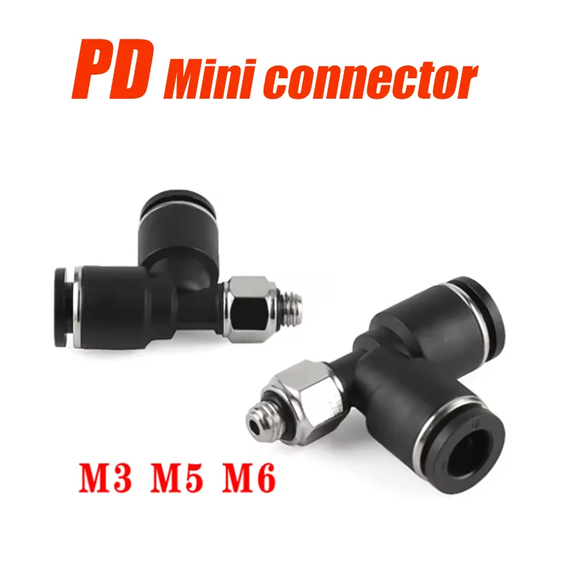 

1-50pcs/lot PD Mini Pneumatic Quick Connector Throttle Valve Outer Thread M3 M4 M5 M6 Pipe 3mm 4mm 5mm PU Hose Connector