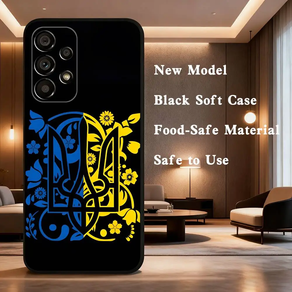 เคสโทรศัพท์ลายเครื่องประดับยูเครนสำหรับ Samsung Galaxy A73,31,32,72,41,53,52,71,22,5G,Note,J7,8,9  แบบนิ่มสีดำ