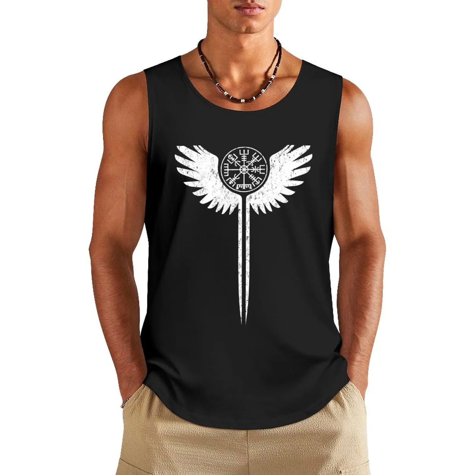 

Valkyrie wings and Vegvisir Tank Top fashion 2025 man T-shirt for fitness men clothings