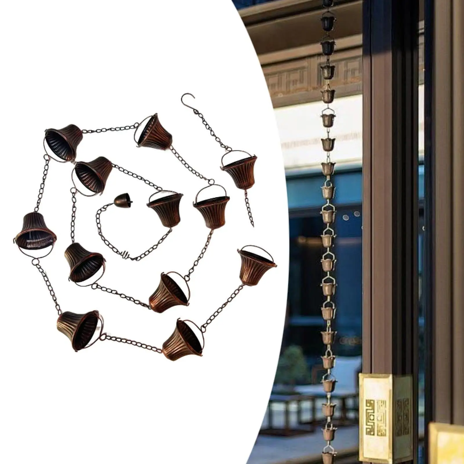 

Дождевые цепи для желобов, декоративные, замена карниза дренажа для наружных водосточных труб с 12-чашками для крышков на заднем дворе