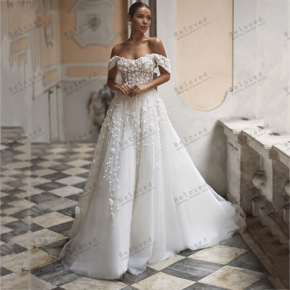 Robe de mariée trapèze en tulle vintage pour femmes, robes de patients, quelle que soit la dentelle appliquée, hors de l'initiative, élégante, éducative, 2024, 2024