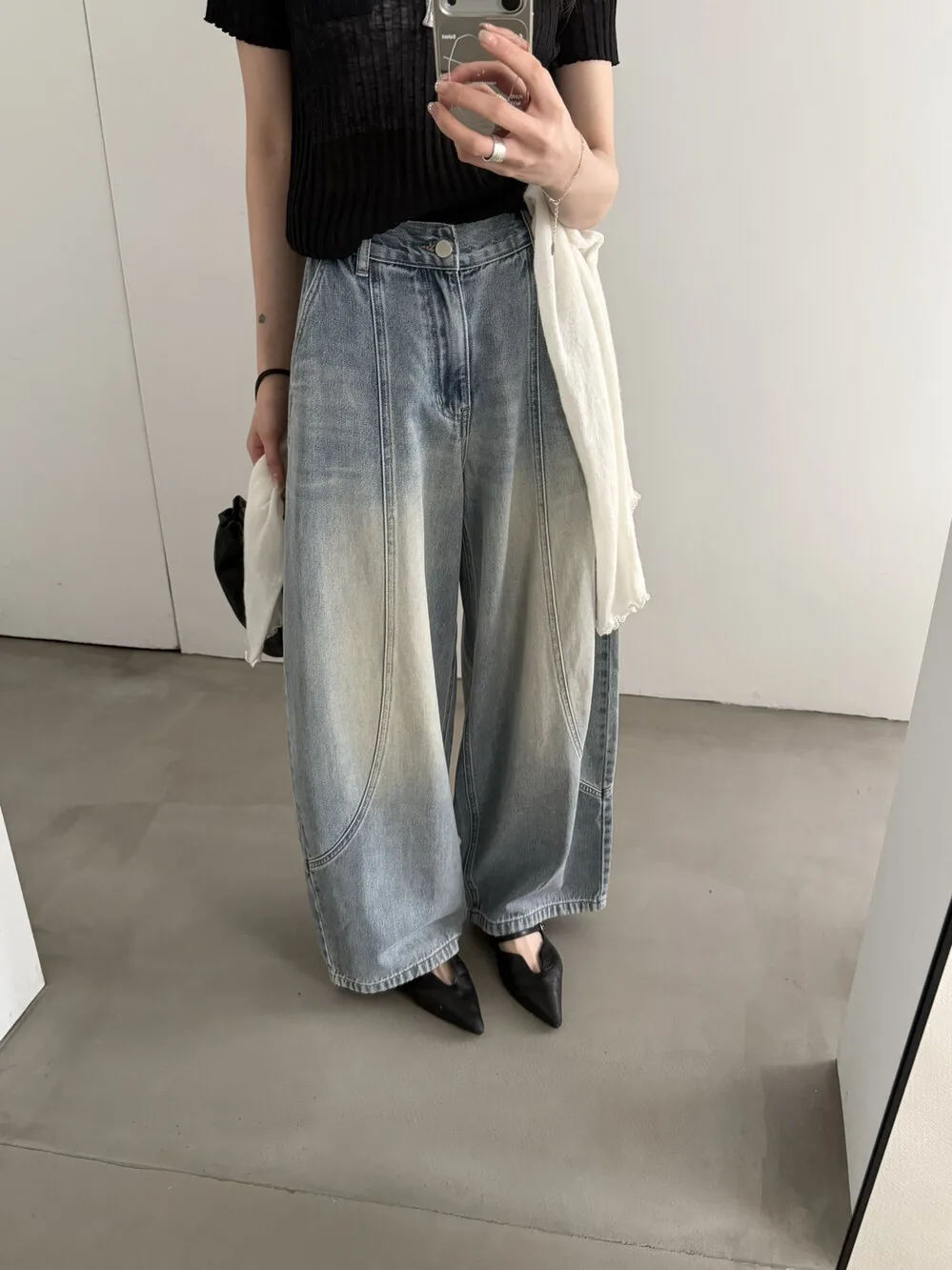 

Lilian Miluroom Slimming Wide Leg Soft Comfortable Non-Bulky Retro Color Pants High Waist Zipper Loose Fit Summer Jeans