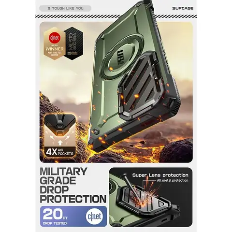 삼성 갤럭시 S25 울트라 케이스 SUPCASE UB Mag XT 헤비 듀티 견고한 마그네틱 휴대폰 케이스, 카메라 커버 킥 스탠드 포함