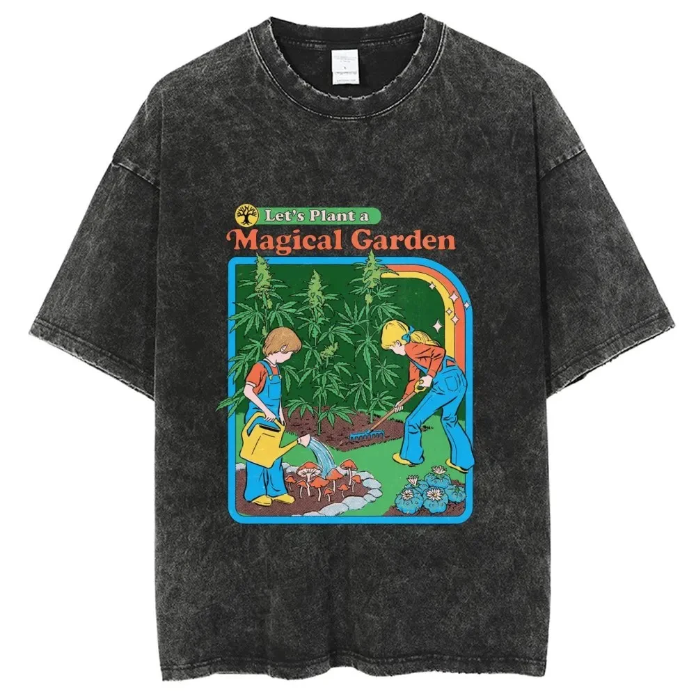 Let's Plant A Magical Garden Kids Oversize T Shirt Men Women Y2K Cotton Tshirt Unisex Four Seasons T-shirt Top Tee