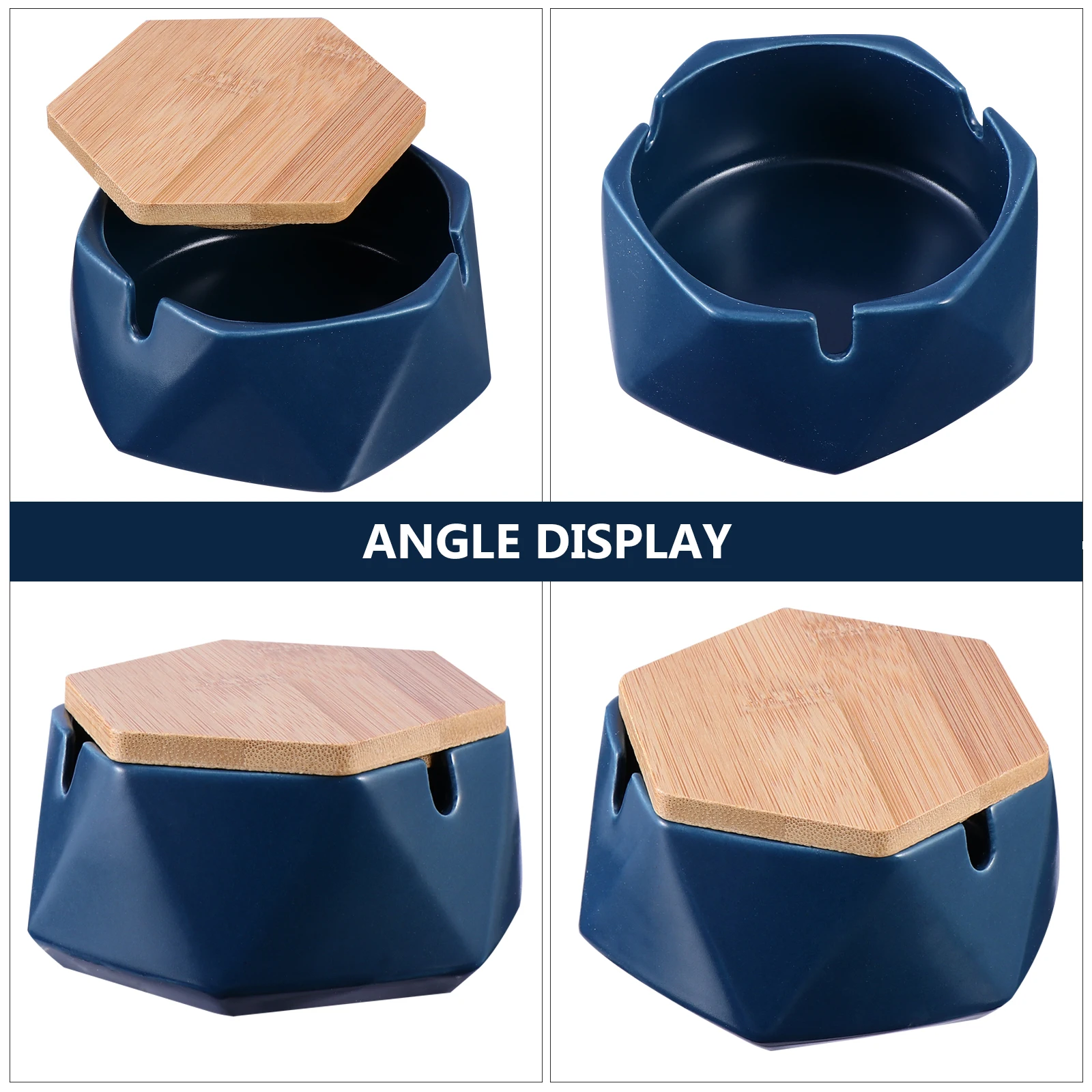 

Wood Lid Ceramic Ashtray Elegant Cigarette Ash Container Home Office Decor Lasting