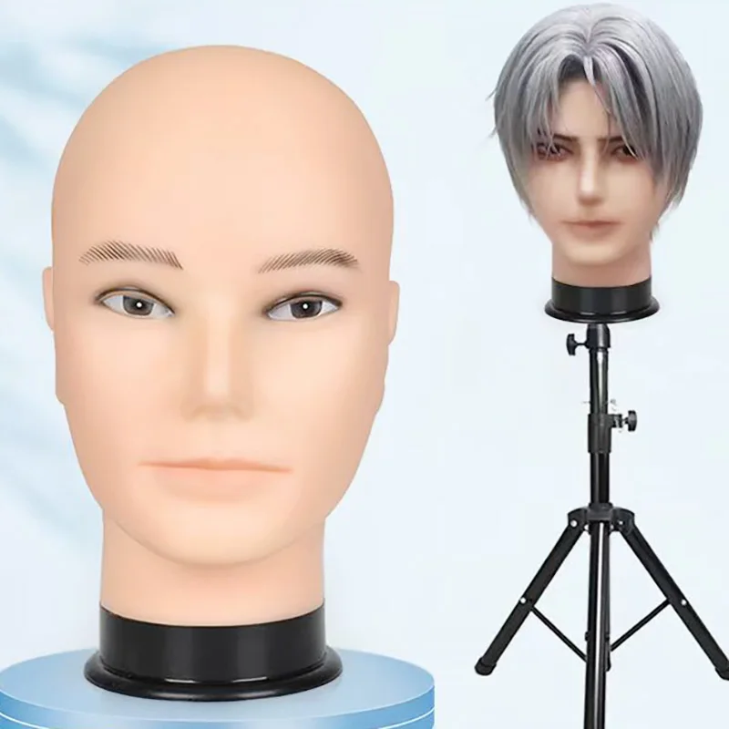 Male Mannequin Head for Wig Hat Glass Display Wig Head Stand