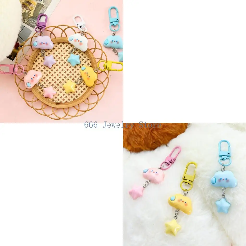 F2TD Cheerful Cloud Chain Accessories Fun loving Cloud Keychain Whimsical Rings Charm for Keys Phones and Wallets