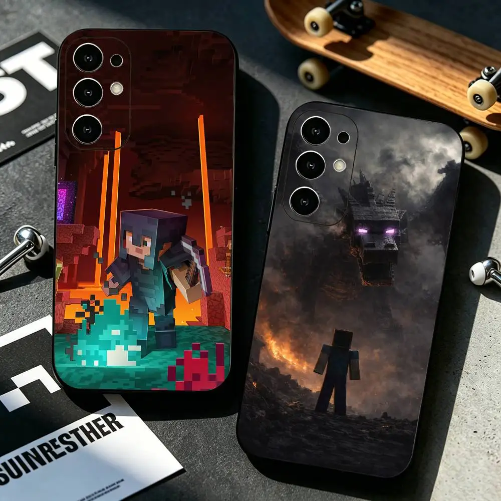 Capa de Telefone Mais Vendida do Jogo M-Minecraft para Samsung S25, S24, S21, S22, S23, S30, Ultra, S20, Plus, Fe, Lite, Note, 10, Capa Preta