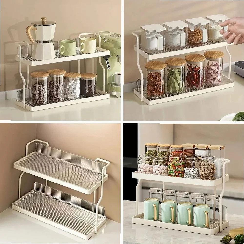

2-Tier Acrylic Spice Rack, Countertop Organizer for Condiments, Herbs, Kitchen Essentials Storage