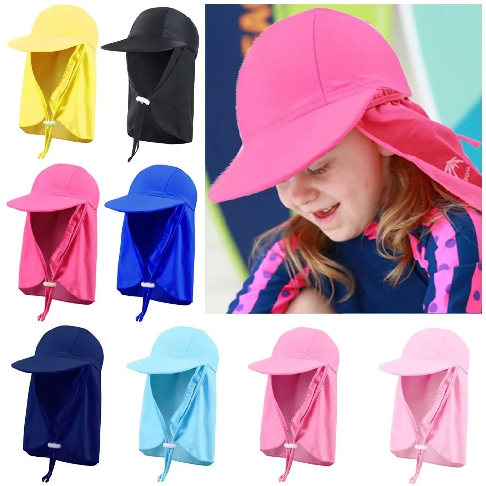 Multicolor Kids Anti-UV Sunscreen Hat Breathable Child Beach Cap Outdoor Large Brimmed Hat Bicycling Ice Silk Hats Summer