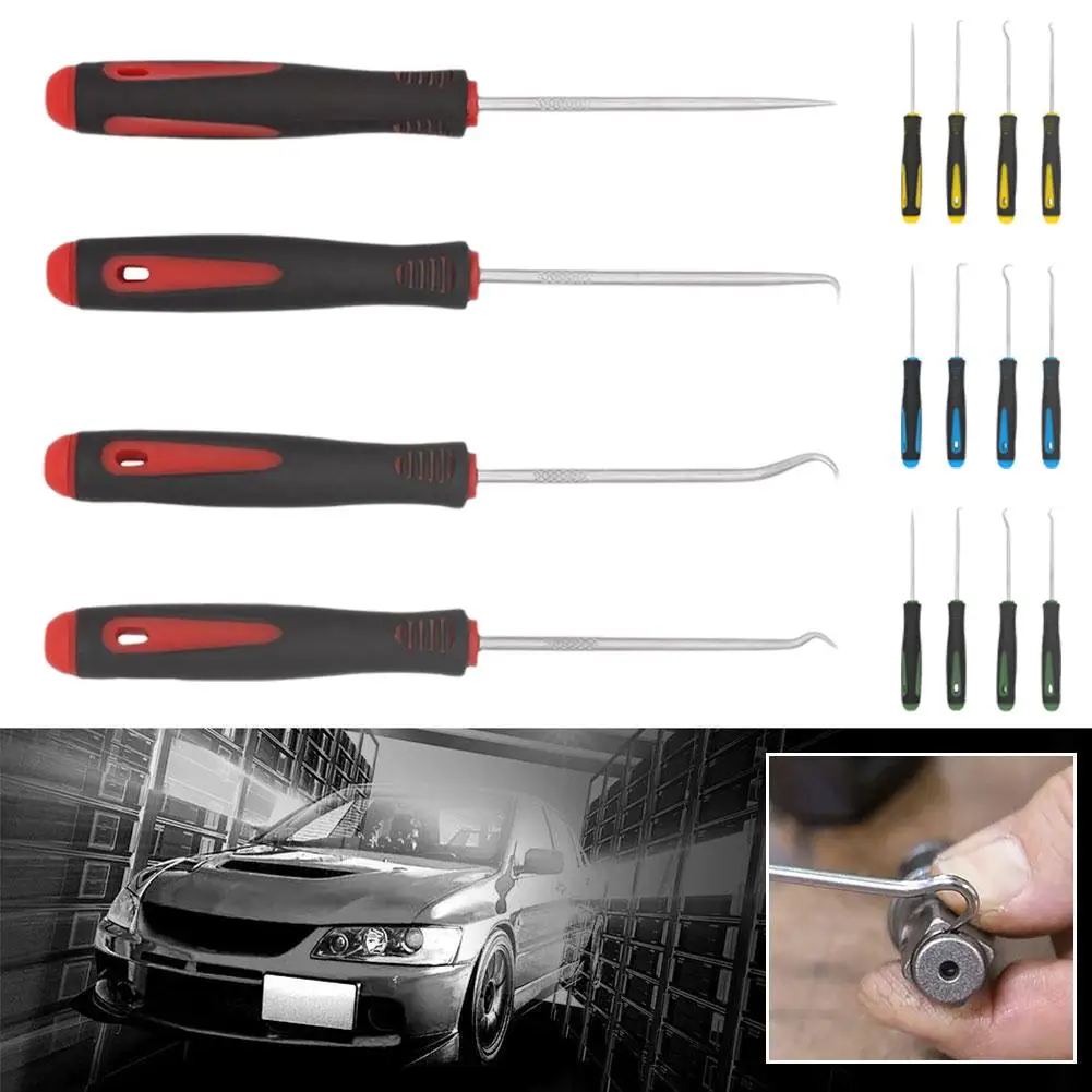 

4pcs 160mm Car tire repair tools Oil Seal Screwdrivers Gasket Remover Seal O EWW Hooks Hose Removal Hook Set N Puller Set W3B4