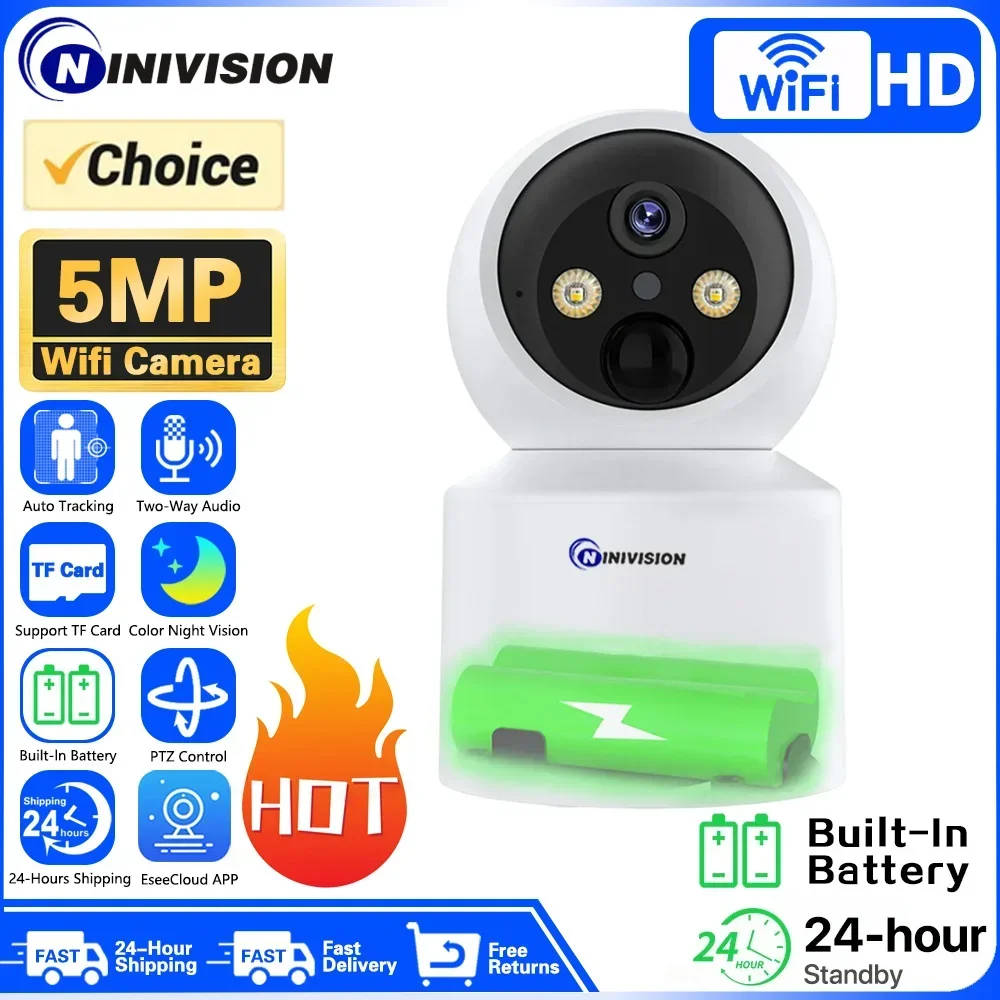 

EseeCloud 5MP Patrol Human Body Filtering Built-in Battery Wireless PTZ Outdoor WiFi Two-Way Audio CCTV Auto Tracking Camera