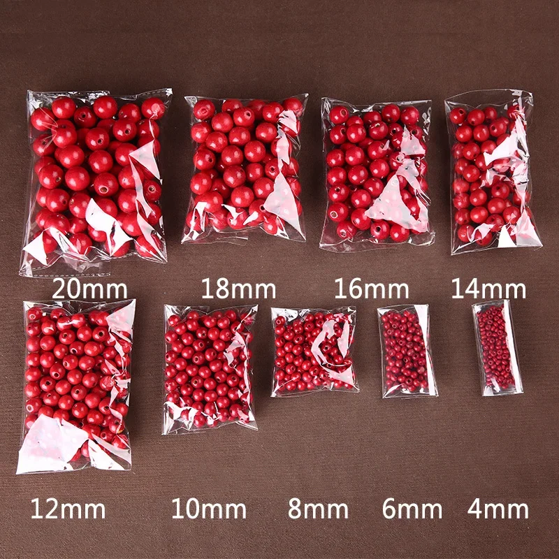 8-500pcs Wood Beads Spacer Loose Wooden Craft Beads 4-20mm Brown red black coffee Wood Beads For Necklace Bracelet Craft Making