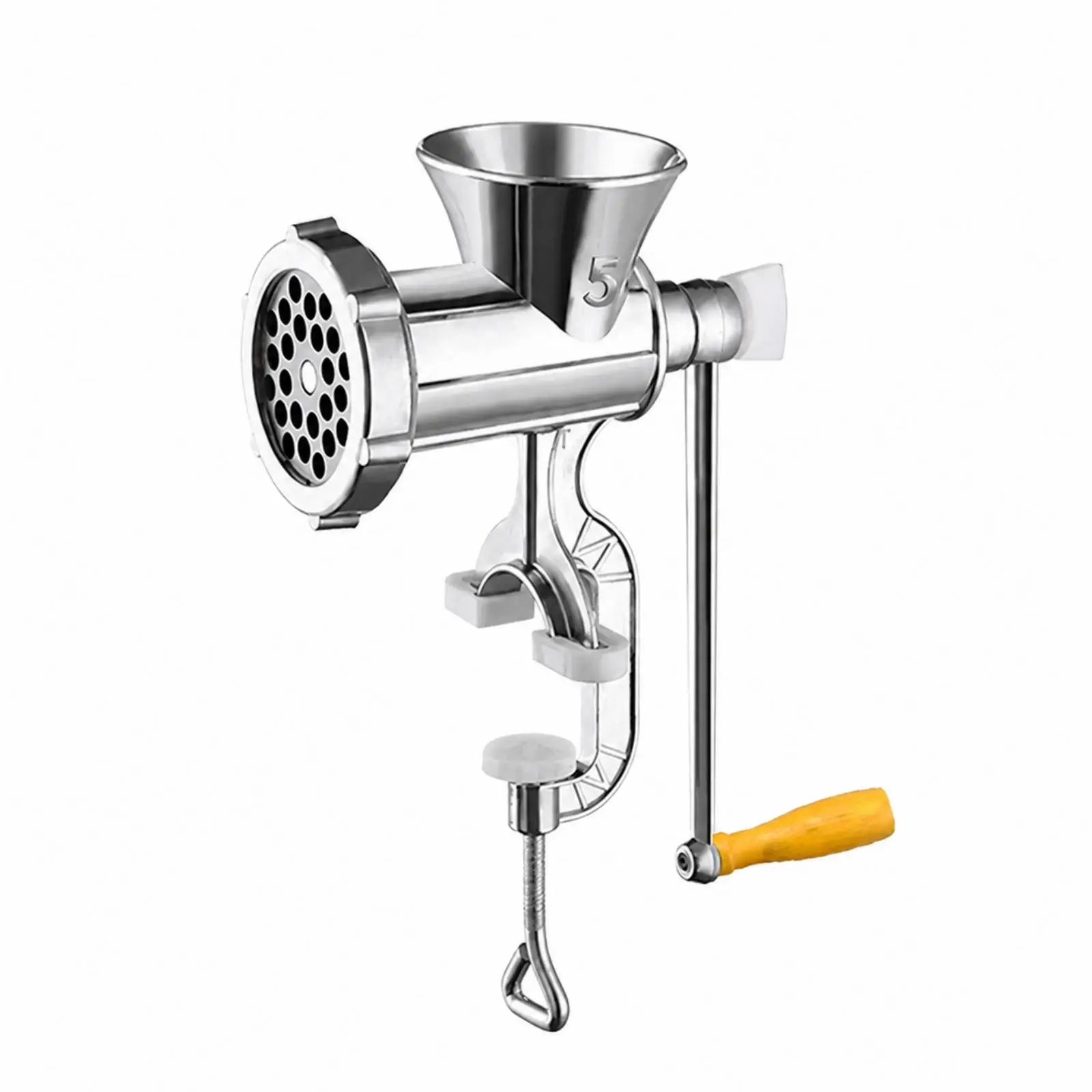 Hand Crank Meat Grinder Sausage Stuffer Manual Mincer with Clamp Silver Body for Fresh Ground Meat Recipes