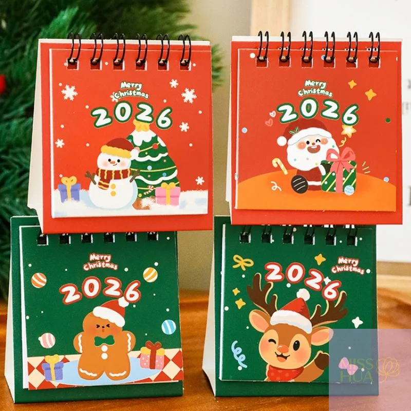 ของขวัญคริสต์มาสสุดน่ารัก: ปฏิทินตั้งโต๊ะการ์ตูนมินิ 2026; ใช้งานได้จริงแต่ยังตกแต่งโต๊ะทำงานได้ดี