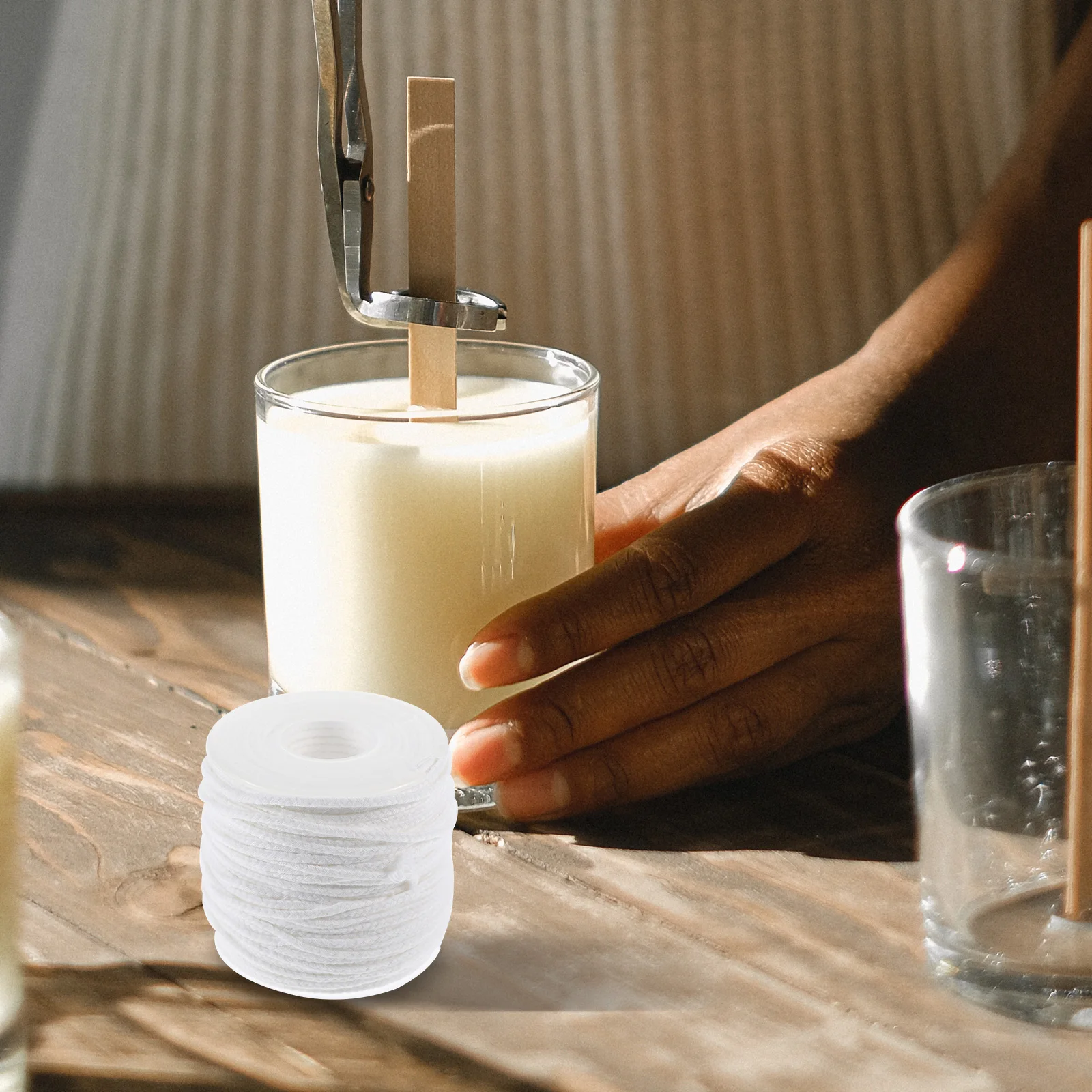 

1Set Wick Set Wooden Holder Multiple Hole Design Stable Metal Stickers DIY Creative Making Kit Wicks