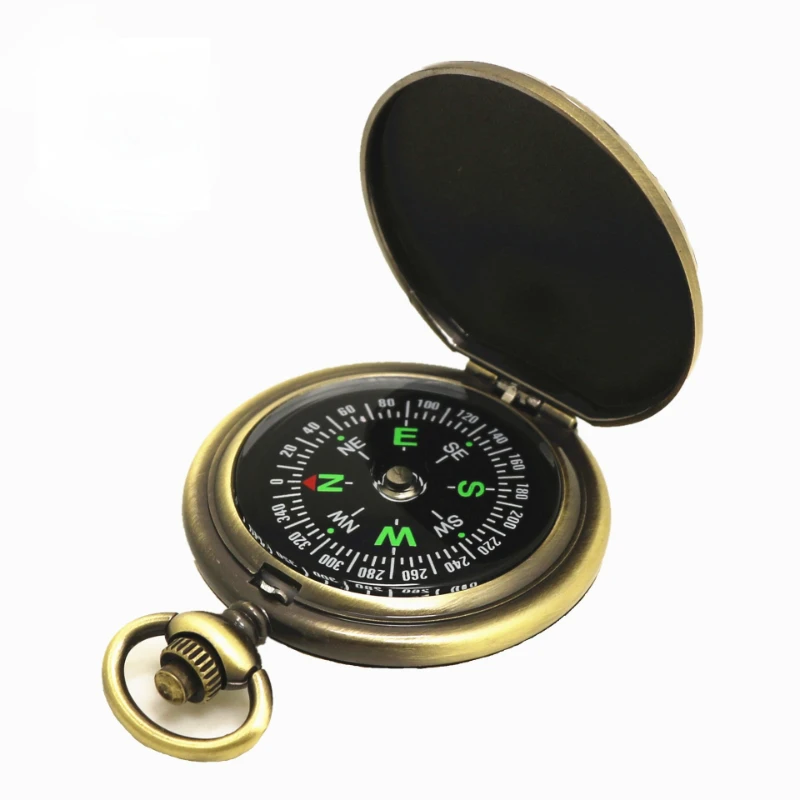 

Vintage Bronze Flip Compass Pocket Watch Design Outdoor Hiking Navigation Kid Gift Retro Metal Portable Compass Survival Tools