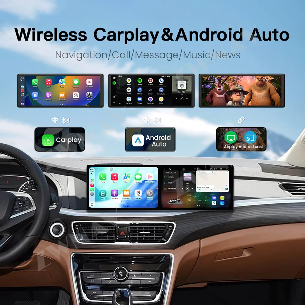 Carplay Car Radio Dual 10.1 Inch Touch Screen For Geely Borul 2017-2018 Android 15 GPS Navigation Multimedia Player Head Unit