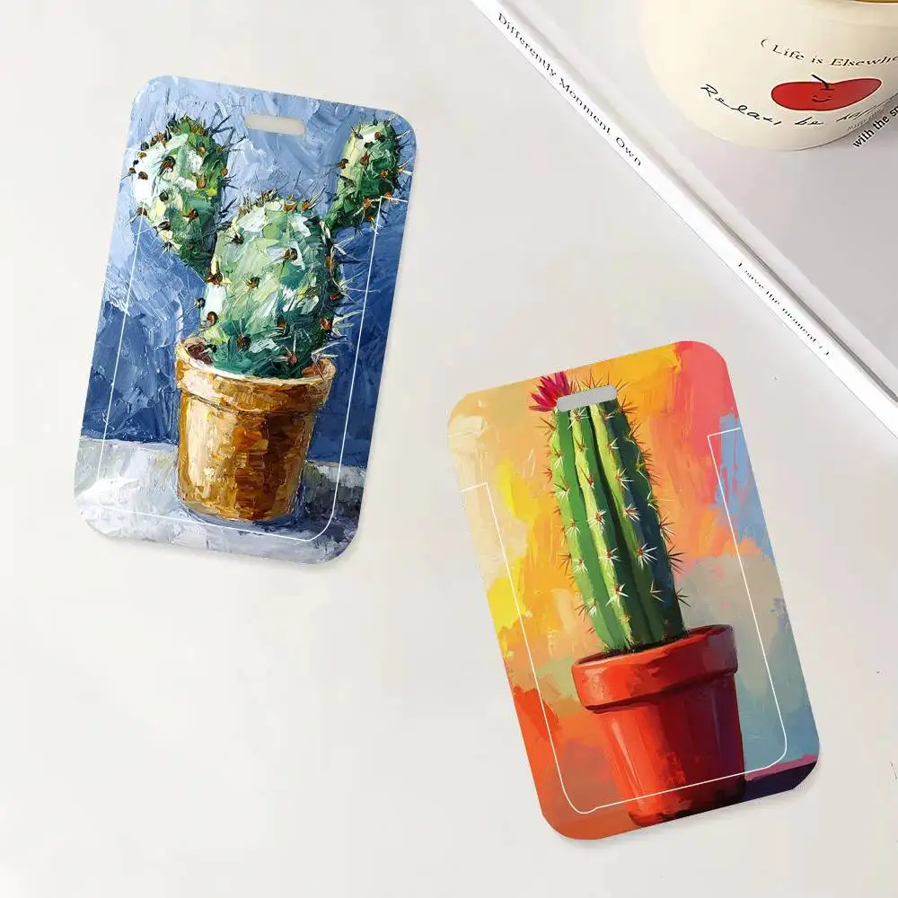 Abstract Colored Cactus Black Lanyard Card Holders Student Meal Cards And Campus Ids School